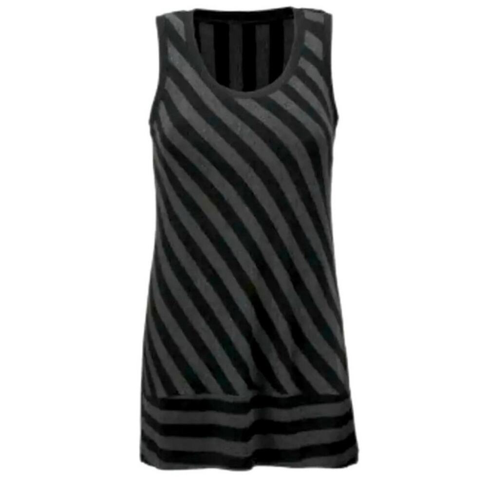 CAbi #3630 Aligned Striped Tank Tunic Top Womens Medium Gray Black Stretch M